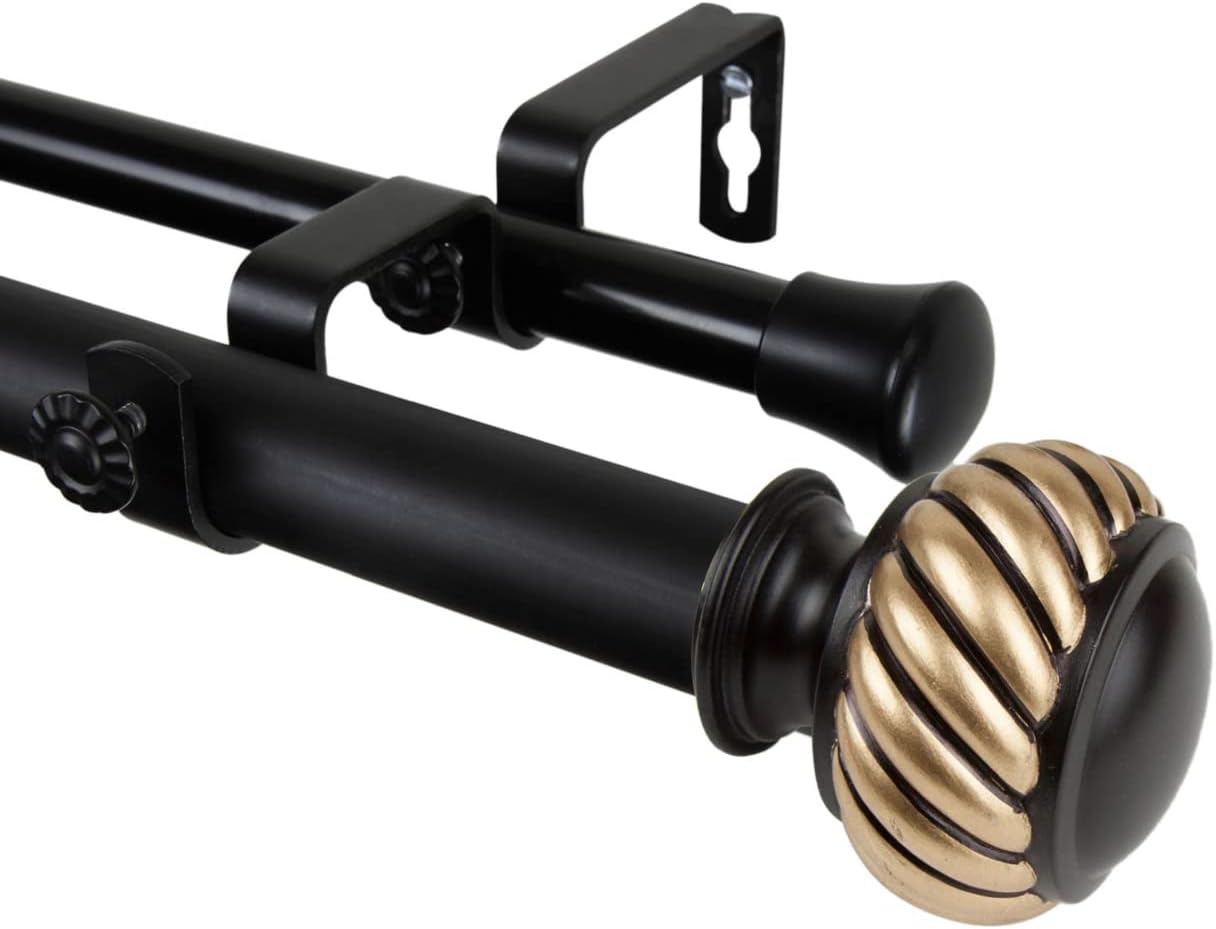 Rod Desyne 100-46-1605-D 1" Baldir Double Curtain Rod, 160-240", Satin Nickel