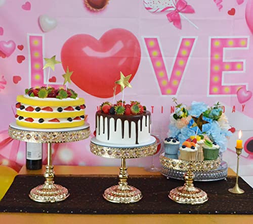 Feictpox Cake Stand Set For Dessert Table Metal Cake Stands With Crystal Cupcake Display Stand,Gold #TOP2