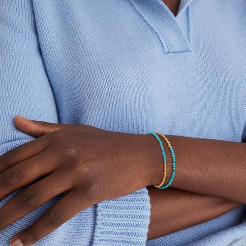 MEVECCO Bead Bracelet for Women Layered Stone Mixed Bracelets 18K Gold Plated Handmade Custom Beaded Charm Chain Bracelet Stack Jewelry Gifts3