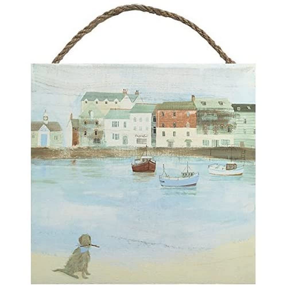 Hannah Cole (Cornish Sea Dog) 20 x 20cm Wooden Wall Art, Multi-Colour, 20 x 20 cm