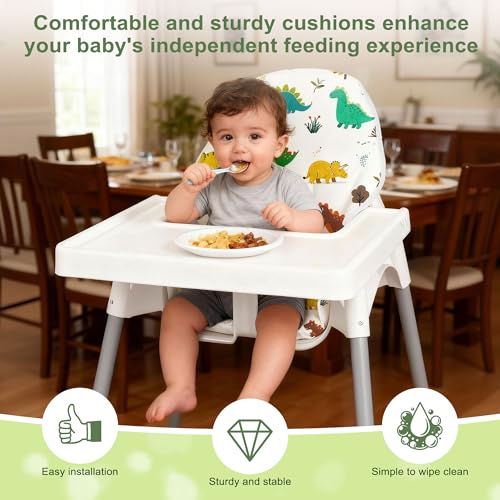Image of for IKEA High Chair Cushion,with High Chair Pocket Pouch(Dinosaur)