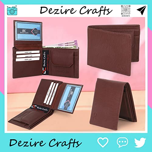 Image of Dezire Crafts Men Formal, Casual Black Artificial Leather Wallet (6 Card Slots) (Brown)