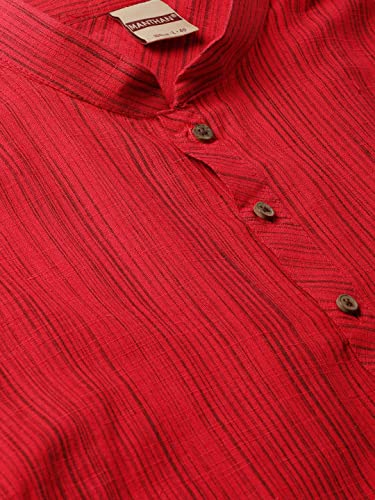 Image of Manthan Men's Kurta, Mandarin Collar Full Sleeves Ethnic Knee Length Kurta for Festival, Wedding, Party Solid Cotton