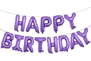Purple Happy Birthday Balloons Set