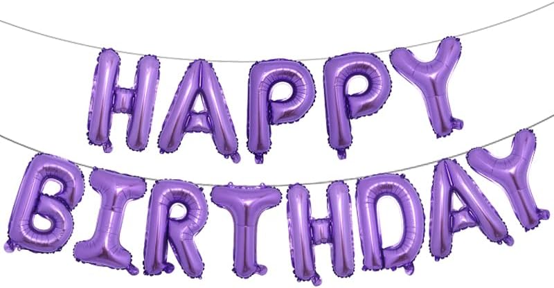 16 inch Happy Birthday White Orange Green Blue Purple Decoration Balloons baby shower Letter Foil Ballons Birthday Party Decorations (Foil Purple)