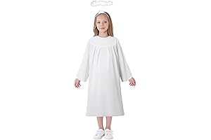 Girls Kids Angel Costume with Halo Christmas Church Dress