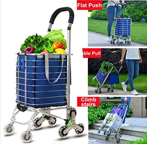 KEYOZA Einkaufstrolley, faltbarer Einkaufswagen auf Rädern, großer und leichter Einkaufstrolley mit abnehmbarer Tasche… – Bild 6