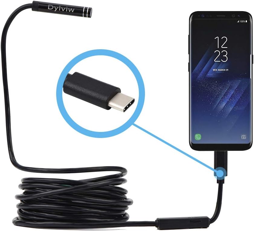3 Meter(9.84ft) Rigid Cable USB C Endoscope Type C Borescope Inspection Camera 2.0 Megapixels HD Snake Camera for New Android Samsung Galaxy S8, S8 Plus, Google Pixel, Nexus 6p(Not for iPhone)