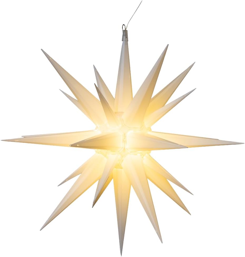Kurt Adler Warm White LED White Crackle Moravian Star