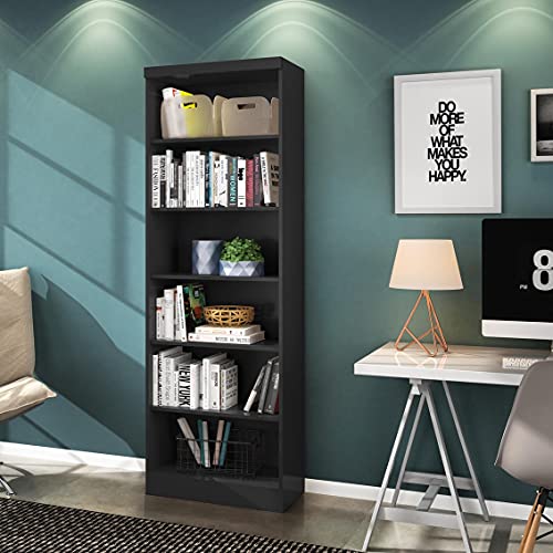 Estante Livreiro com Prateleiras Linus Preto - Qmovi