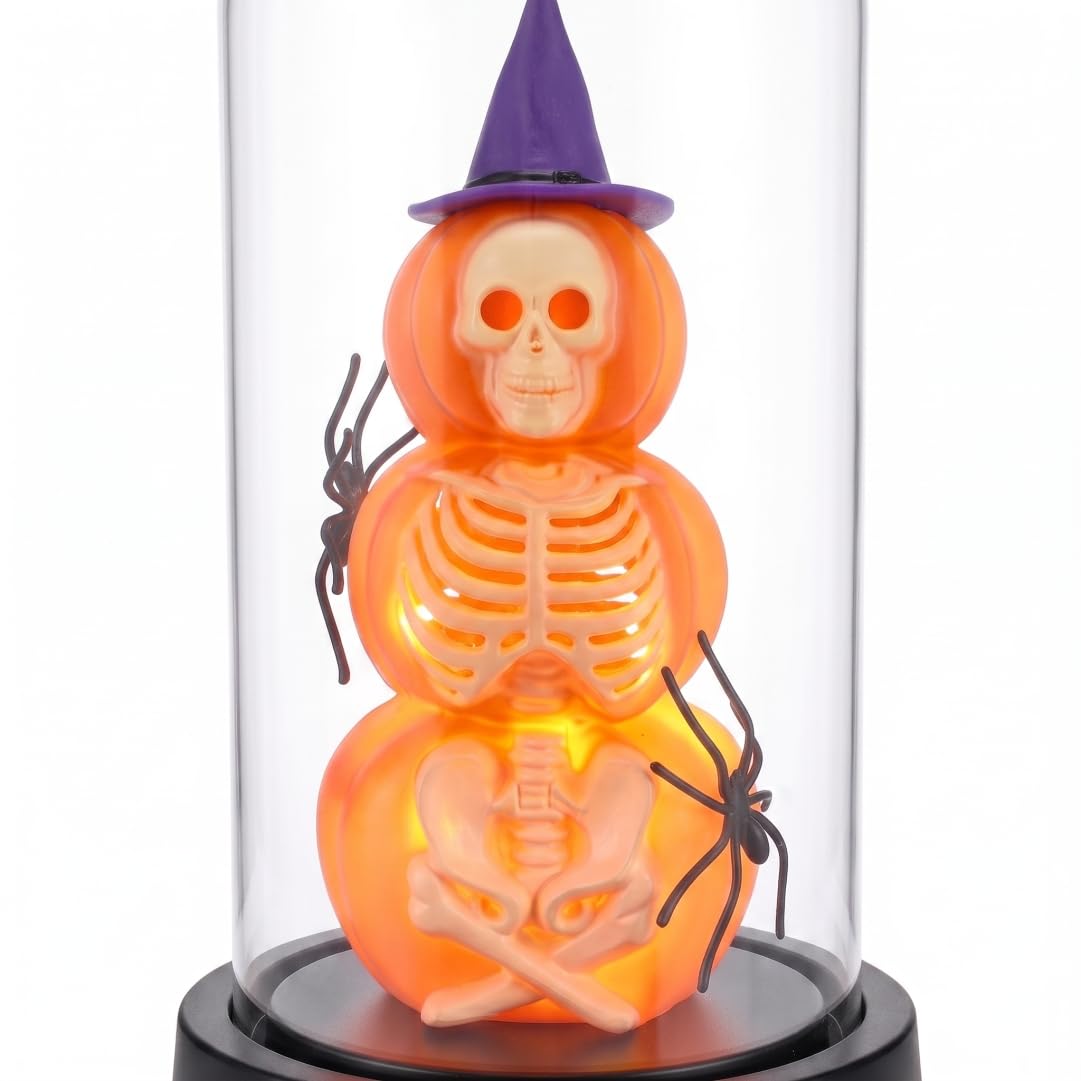 DAGLLGEW Halloween Lamp, Light Up Skeleton, Halloween Decor Indoor with Clear Dome Shade, Purple
