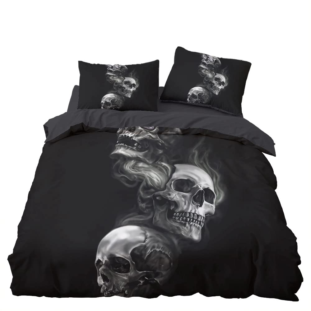 Halloween Bettwäsche Mit Totenkopf-Motiv – 3D-Druck, Mikrofaser, 135x200 Cm + Kissenbezug