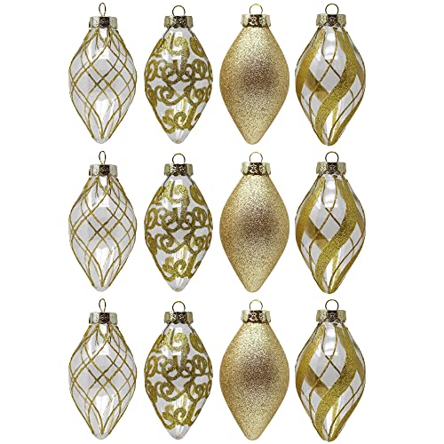 Sleetly Gold Christmas Ball Ornaments Set For Tree Decorations - Shatterproof Large Christmas Balls, Tear Drop Pendant With Ribbon Hangers #TOP1