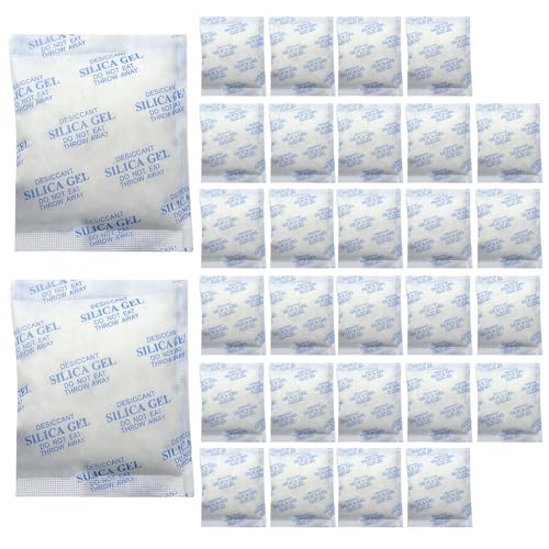 GOEDCH 30 unidades de gel de sílice desecante: bolsas de gel de sílice de 20 g, bolsas de gel de sílice desecante, transparente em gel de sílice centro seco, bolas de sílice, bolsas absorbentes de