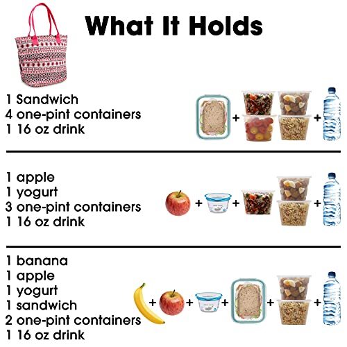 Image of J World Lola Lunch Tote Bag. Cute Insulated Lunch-Box for Women & Teen Girls, Skandi Pink