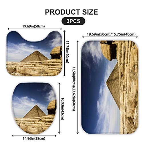 Badematten set 3D 40x60 Ägyptische Pyramiden absorbierend 3-teiliges Badezimmerteppich-Set maschinenwaschbare weich… – Bild 3