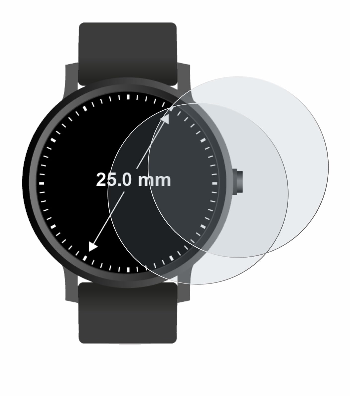 brotect Pellicola Copertura Completa Opaca per Circolare Displays (ø: 31.5 mm) (2 Pezzi) Full-Cover 3D Curvo