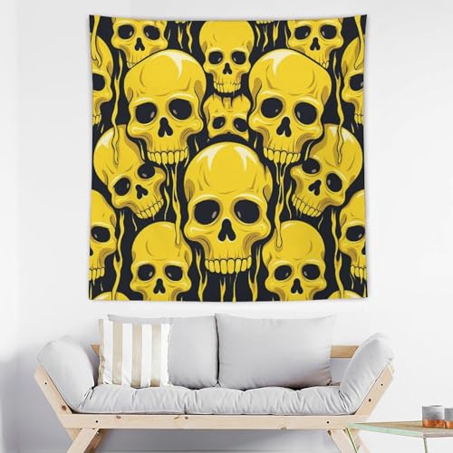 Tapisserie crâne jaune pour une déco de dortoir étudiant et de salon