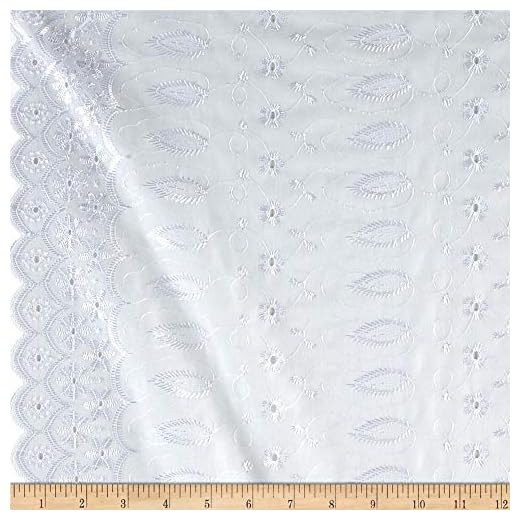 Fancy Allover Eyelet White, Fabric by the Yard