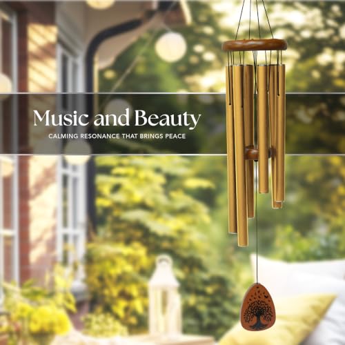 Image of Memorial Wind Chimes Gifts, Sympathy Gift Baskets, Bereavement Gift Idea, Grief, Sympathy Gifts for Loss of Loved One Husband Wife, Miscarriage Gifts for Mothers - Gold