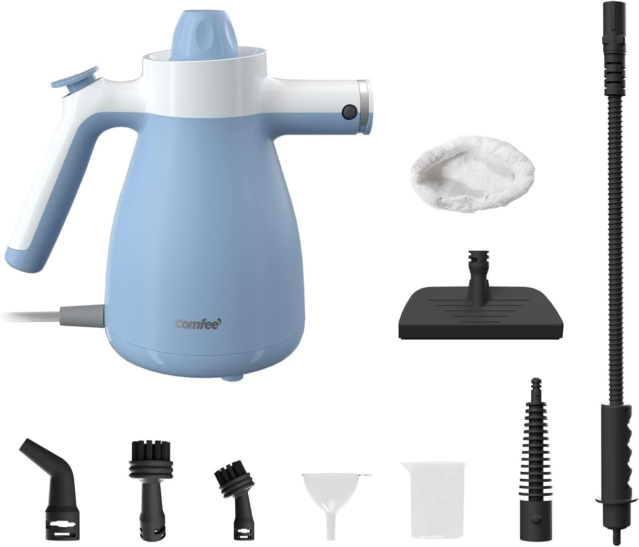 COMFEE' Steam Cleaner, Portable, Handheld Water Cleaner Powerful and Multipurpose, Kills 99.9% of Germs for Car, House, Kitchen, Carpet, Window Stains, Blue