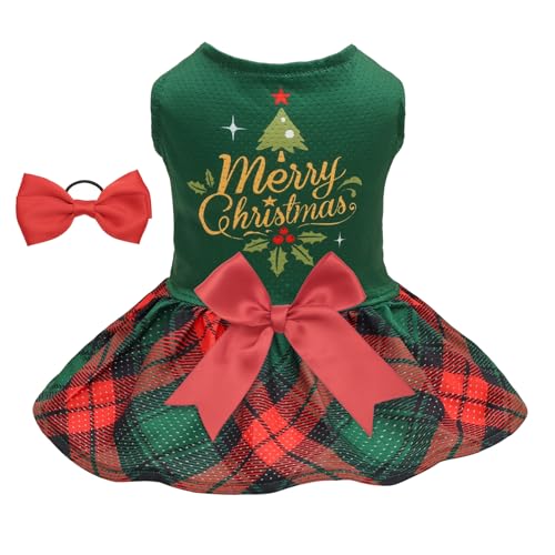 Image of CuteBone Dog Mesh Dress Christmas Puppy Sundress Pet Outfit Summer Fashion for Small Dogs Girl Cat Clothes