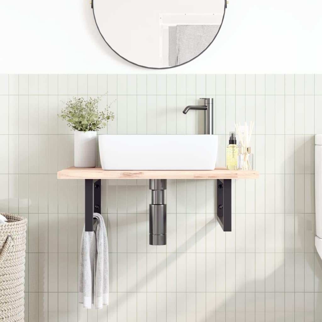 2 soportes para lavabo, color negro, rectangulares, de acero, 20 x 50 cm, montaje en pared para soporte de consola y estante en el baño o la cocina