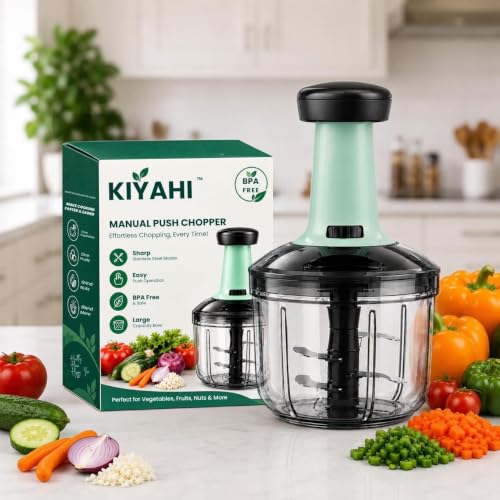 Image of Chopper for Kitchen Use 1100 ML, Push Chopper with 6 Blades, Vegetable Chopper Kitchen Items for Home Cutting Vegetables, Onion, Ginger, Garlic, Salad, Tomato, Potato