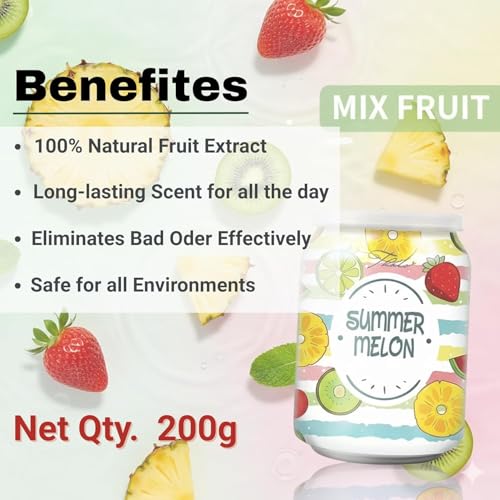 Image of Summer Melon Natural Air Freshener Gel 200g. | Long Lasting Mix Fruit Scent, Odor Eliminator for Car, Home & Office | Refreshing Aroma & Easy Spill-Proof Design (Mix Fruit)