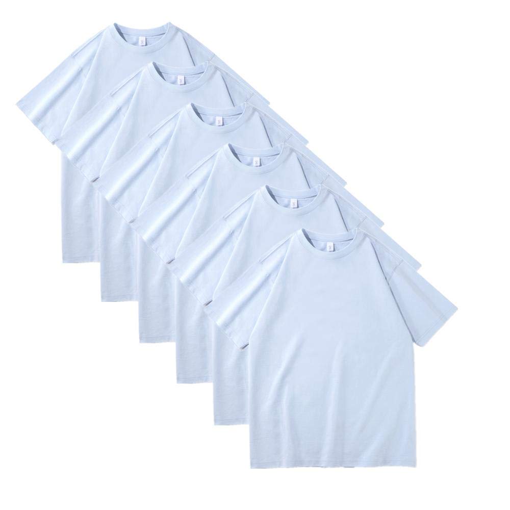 T-shirt męski 230 g, ciężki, bawełniany, luźny, na lato, okrągły dekolt, masywny kolor, 6 sztuk, 15, XL