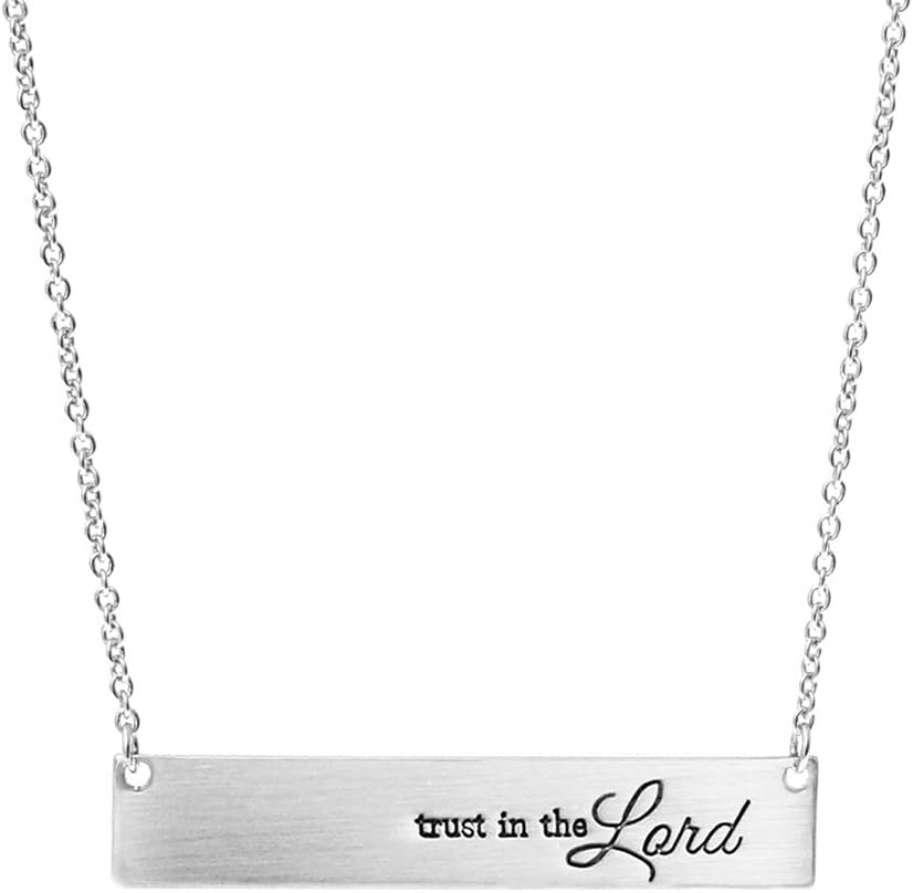 Rosemarie Collections Women's Inspirational Trust in The Lord Bar Pendant Necklace