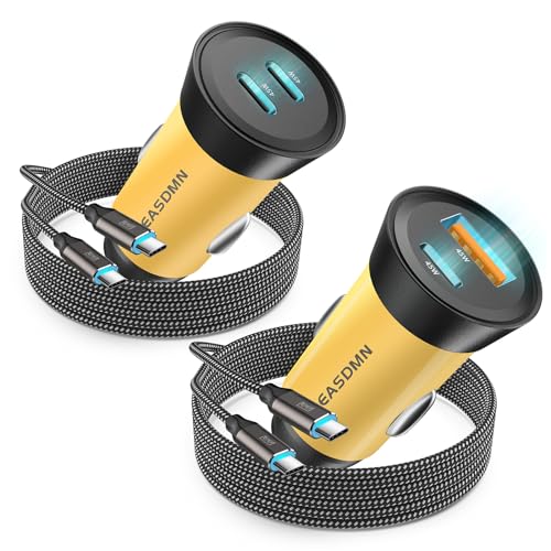 2-Pack 90W USB C Super Fast Car Charger, Dual-Port [PD/PPS 45W & QC 45W] Car Cigarette Lighter USB Charger Adaper for Samsung Galaxy S24 Ultra/S24+/S23 Ultra/S22+/S20,Note 20/10+,Tab S9/S8, iPhone 15…