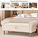 Furniliving 51” Storage Benches, End of Bed Bench with Button-Tufted Large Upholstered Storage Ottoman Linen Window Bench with Storage Shoe Cabinet Bench, for Bedroom, Entryway, Closet, Beige