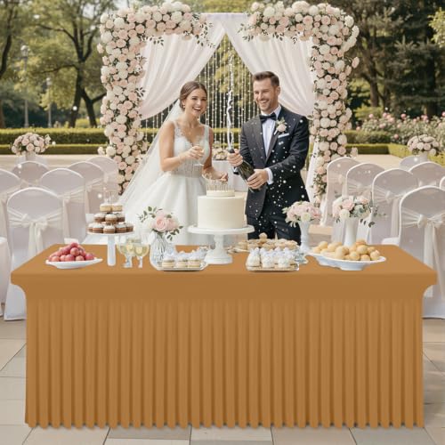 Image of Smiry Spandex Elastic Fitted Table Cloth Skirt for 6FT Rectangle Table