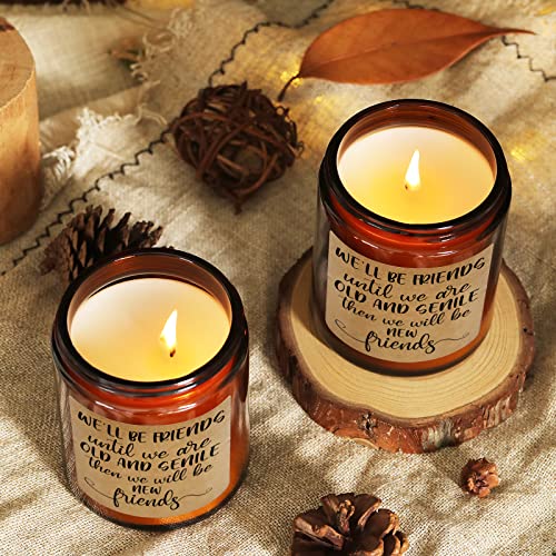 Lavender Scented Candles - We'll Be Friends Until We Are Old And Senile - Best Friend,Friendship Gifts, Coworker Gifts - Mothers Day, Relaxing, Birthday Gifts For Women, Men,Friends,Mom,Sister,Female #TOP5