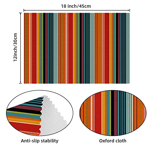 Sets de table style bohémien à rayures lot de 6 finitions haute qualité 45cm