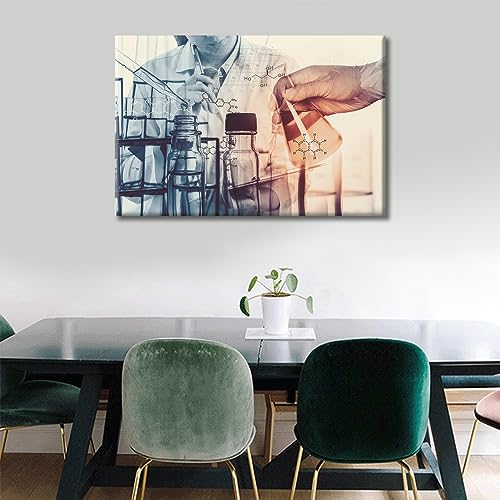 Image of Scientists and Scientific Experiments Wall Art for Living Room Laboratory Glassware Containing Wall Painting 1 Panels Framed Wall Art Giclee Print Gallery Packaging Artwork Ready to Hang (24 inch Wx36 H)
