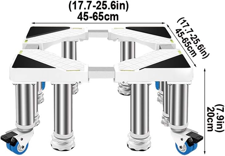 Wheels Roller Trolley Washing Machine Stand Mobile Washer Pedestals & Frames Telescopic Length/Width 45-65cm Dryer and Refrigerator Universal High Rack Bear Load 400kg