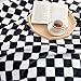 LOMAO Throw Blankets Flannel Blanket with Checkerboard Grid Pattern Soft Throw Blanket for Couch, Bed, Sofa Luxurious Warm and Cozy for All Seasons (Black, 50