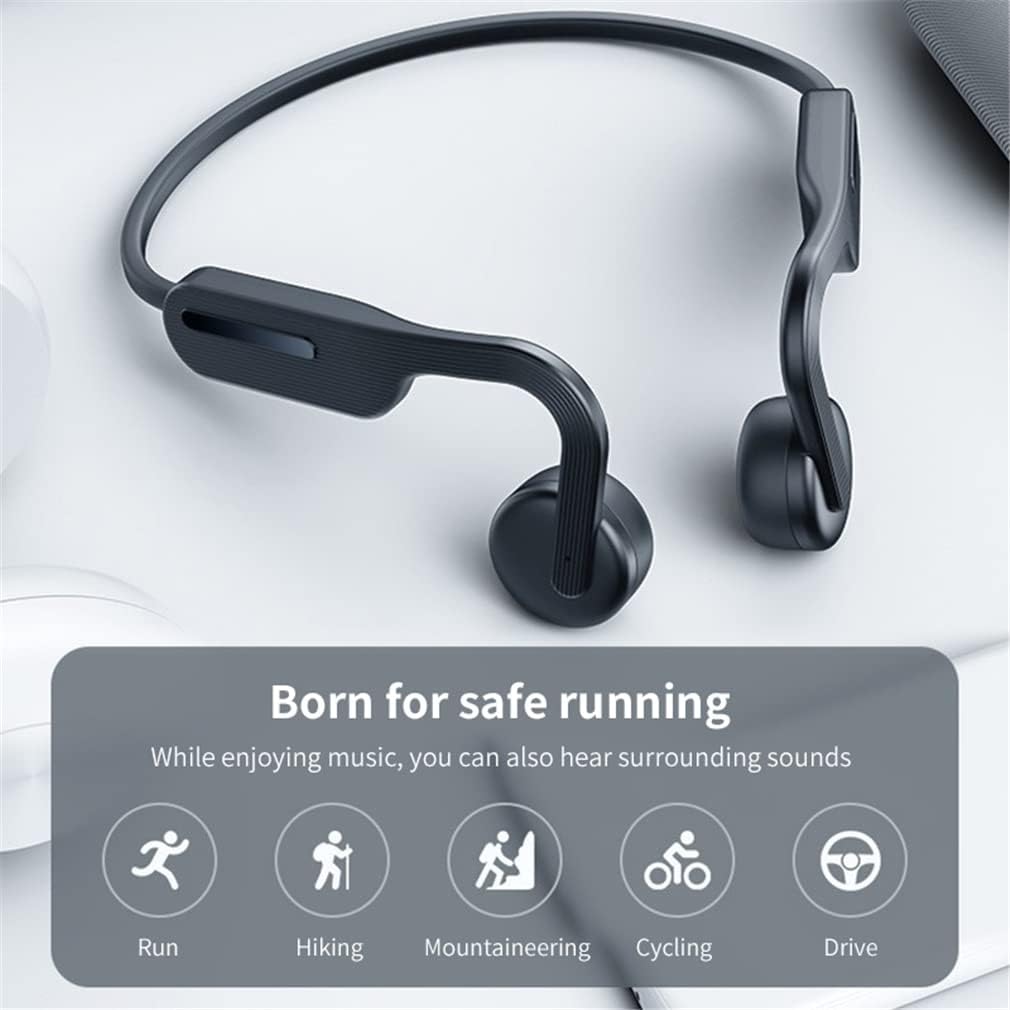 Sport Open-Ear Bone Conduction Headphones, Wireless Air Conduction Earphones Bluetooth 5.0 with Built-in Mic, IP56X Waterproof, for Running and Workouts,White
