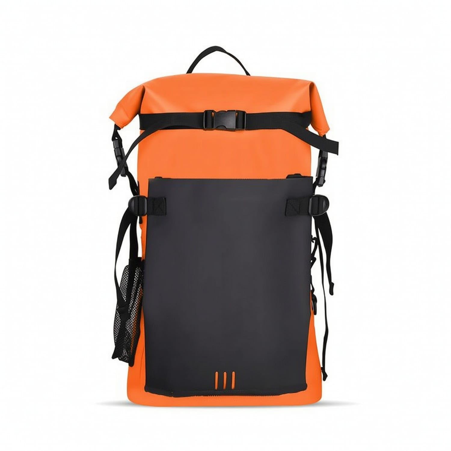 Adjustable Dry Backpack with Mesh Pocket Water Resistant Rolltop Backpack with Side Pockets Heavy-Duty Daypack Lightweight for Hikers, Travelers, Hiking, Beach, Travel, Orange, 30L-image-48