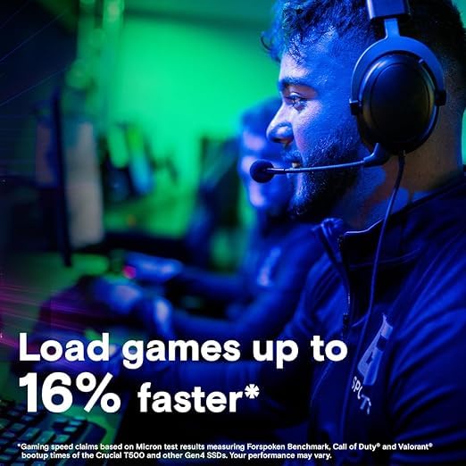 Image of Crucial T500 2TB Gen4 NVMe M.2 Internal Gaming SSD, Up to 7400MB /s, Laptop & Desktop Compatible + 1mo Adobe CC All Apps - CT2000T500SSD8