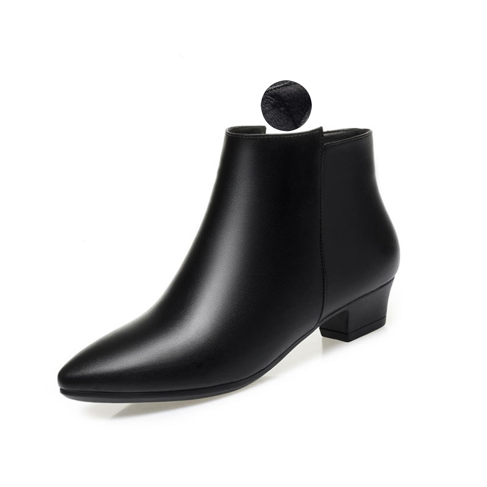 Womens Zipper Booties Dress Ankle Boots Comfortable Low Heel Pointed Toe Chelsea Boots