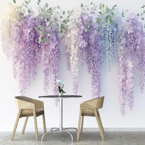 Fotomurales Decorativos Pared Glicina 3D Mural Autoadhesivo Pared Blanco Papel Pintado Tela de Seda Papel Tapiz Panorámico 150x105 cm B-4756