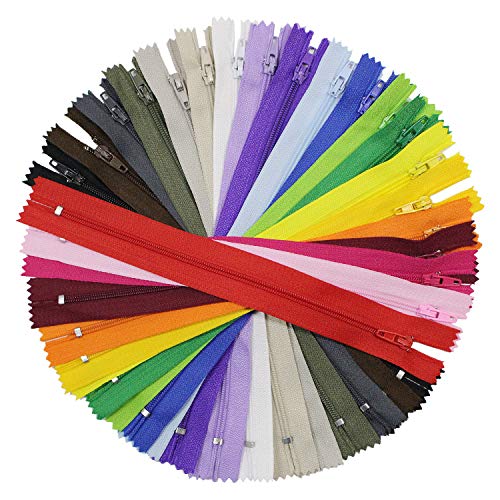 100 Pieces Nylon Coil Zippers, 9 Inch Colorful Sewing Zippers Supplies for Tailor Sewing Crafts(20 Assorted Colors)