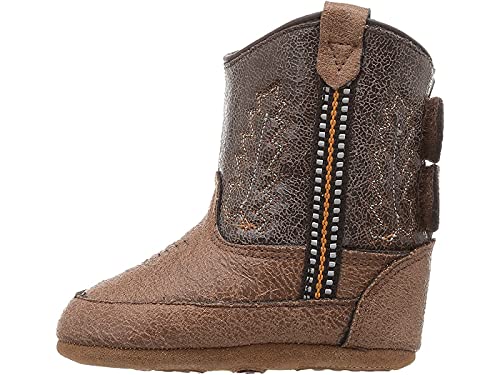 Old West Kids Boots Baby Poppets (Infant/Toddler) Boots, Tan Vintage Foot/Brown Crackle Shaft, 3 Us Unisex #TOP3