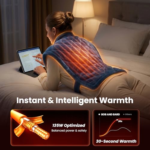 Image of BOB AND BRAD Heating Pad for Neck, Shoulders and Back, FSA Eligible HSA Eligible Electric Heat Pad, Edge-Weighted Design, Fast Heating, ETL Certified, Gift for Women Men 24 inchx33 inch