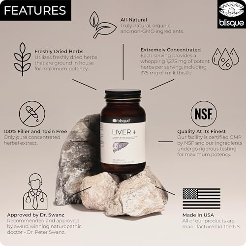 Blisque – Liver Complex Supplement to Detox, Cleanse, and Repair The Liver | Doctor-Approved | Natural Ingredients | Milk Thistle, Dandelion, and Burdock Root | 90 Capsule Pills - Image 4