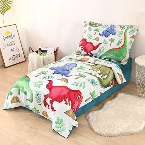 Wowelife Dinosaur Toddler Bedding Sets for Boys, Premium 4 Piece Toddlerr Bedding Set, Toddler Bed Set, Super Soft and Comfortable for Toddler