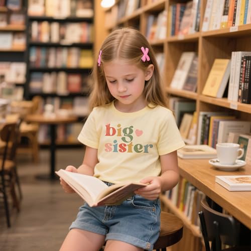 Big Sister Shirt for Girls Toddler Kids Pregnancy Announcement Promoted to Big Sis T-Shirt Summer Short Sleeve Top2